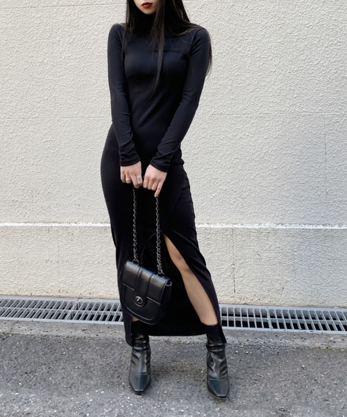 LVEU.（ラブユ.）の「High neck slit design one-piece / ハイネックスリットデザインワンピース（ワンピース・レディース・ブラック/グレー・FREE）」の16枚目の写真