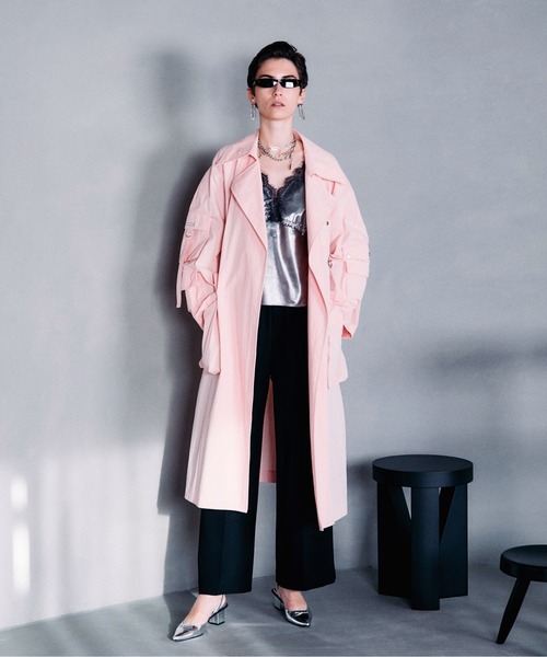 PRANK PROJECT(プランクプロジェクト)の「メニーポケットタクティカルコート/Many Pockets Tactical Coat(トレンチコート・レディース・ブラック/ピンク・FREE)」の3枚目の写真