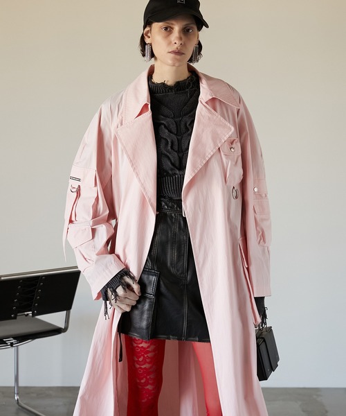PRANK PROJECT(プランクプロジェクト)の「メニーポケットタクティカルコート/Many Pockets Tactical Coat(トレンチコート・レディース・ブラック/ピンク・FREE)」の19枚目の写真