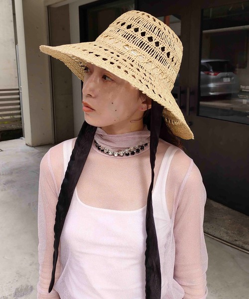 Casselini（キャセリーニ）の「Casselini(キャセリーニ)透かしサマーハット（ハット・レディース・ベージュ/オレンジ/ブラック・FREE）」の3枚目の写真