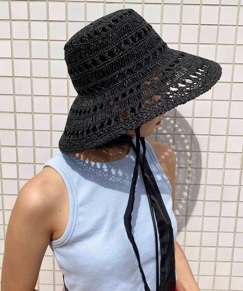Casselini（キャセリーニ）の「Casselini(キャセリーニ)透かしサマーハット（ハット・レディース・ベージュ/オレンジ/ブラック・FREE）」の2枚目の写真