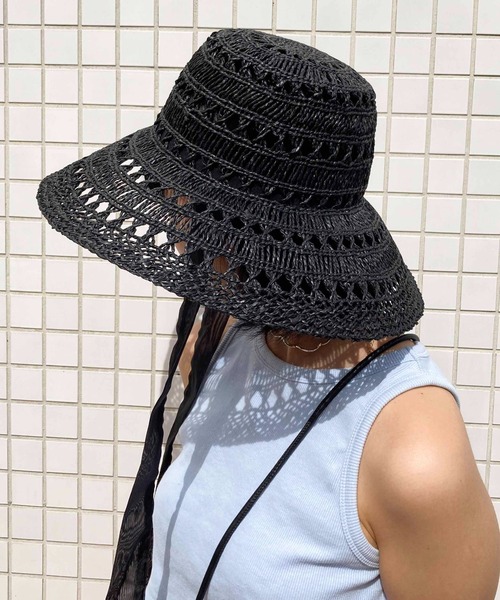 Casselini（キャセリーニ）の「Casselini(キャセリーニ)透かしサマーハット（ハット・レディース・ベージュ/オレンジ/ブラック・FREE）」の13枚目の写真