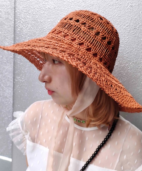 Casselini（キャセリーニ）の「Casselini(キャセリーニ)透かしサマーハット（ハット・レディース・ベージュ/オレンジ/ブラック・FREE）」の21枚目の写真