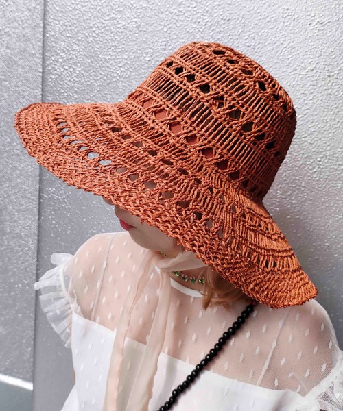 Casselini（キャセリーニ）の「Casselini(キャセリーニ)透かしサマーハット（ハット・レディース・ベージュ/オレンジ/ブラック・FREE）」の22枚目の写真