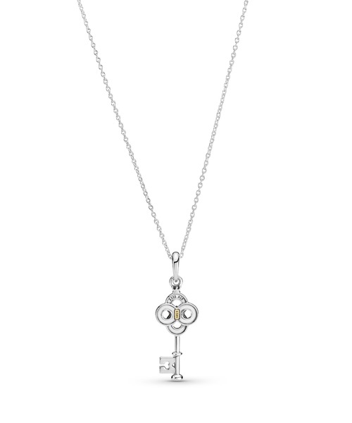 PANDORA（パンドラ）の「ツートーン キー ＆ フラワー ネックレス