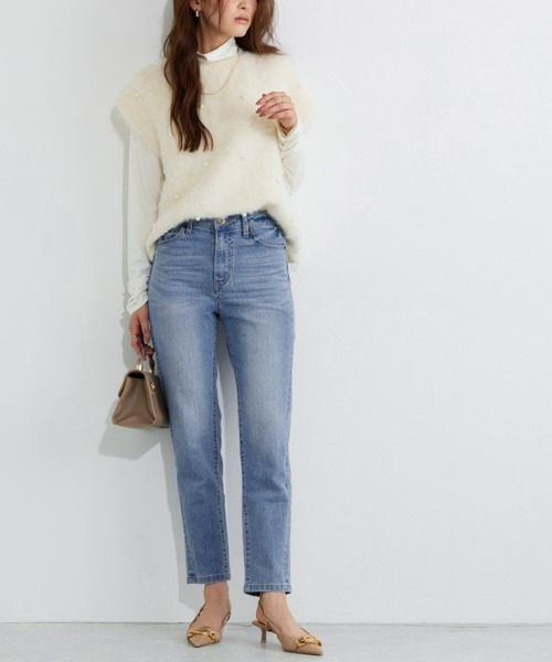 Pierrot（ピエロ）の「ストレッチスリムテーパードデニム（デニムパンツ・レディース・サックスブルー/インディゴブルー/ブルー/ダークインディゴブルー・LL/3L/S/M/L/XS）」の5枚目の写真