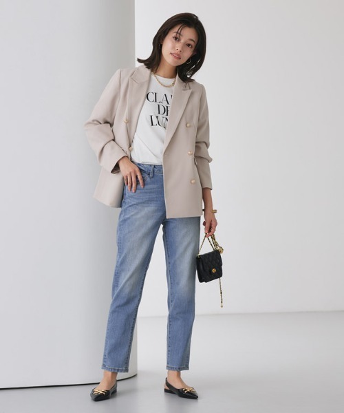 Pierrot（ピエロ）の「ストレッチスリムテーパードデニム（デニムパンツ・レディース・サックスブルー/インディゴブルー/ブルー/ダークインディゴブルー・LL/3L/S/M/L/XS）」の15枚目の写真