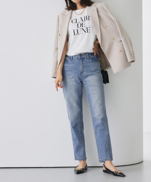 Pierrot（ピエロ）の「ストレッチスリムテーパードデニム（デニムパンツ・レディース・サックスブルー/インディゴブルー/ブルー/ダークインディゴブルー・LL/3L/S/M/L/XS）」の16枚目の写真