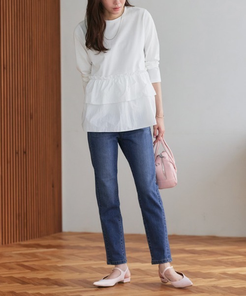 Pierrot（ピエロ）の「ストレッチスリムテーパードデニム（デニムパンツ・レディース・サックスブルー/インディゴブルー/ブルー/ダークインディゴブルー・LL/3L/S/M/L/XS）」の18枚目の写真