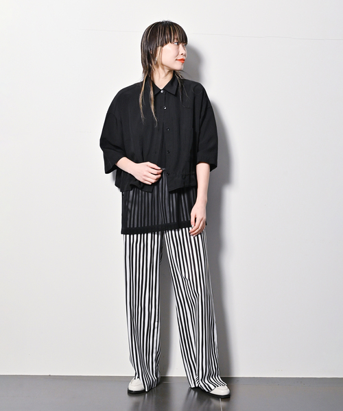 CITYSHOP（シティーショップ）の「STRIPE PRINT パンツ（スラックス・レディース・ブラック/ピンク系その他・36/38）」の6枚目の写真