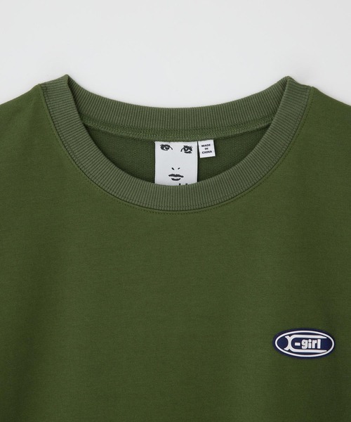 X-girl（エックスガール）の「OVAL LOGO RUBBER PATCH TEE（Tシャツ/カットソー・レディース・オリーブ/ライトグレー/ブラック・M/S）」の16枚目の写真