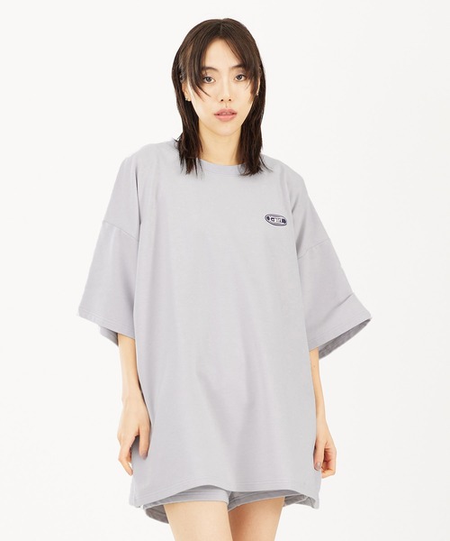 X-girl（エックスガール）の「OVAL LOGO RUBBER PATCH TEE（Tシャツ/カットソー・レディース・オリーブ/ライトグレー/ブラック・M/S）」の17枚目の写真