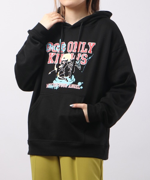 MODISH GAZE(モディシュガゼ)の「MODISH GAZE 裏毛 長袖 プルパーカー 天使(パーカー・メンズ・オレンジ/オフホワイト/ブラック・M/L)」の14枚目の写真