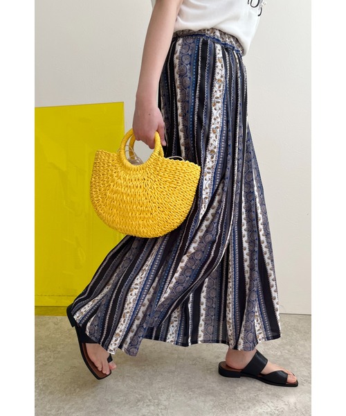 palm RICHE(ポームリシュ)の「ストライプペイズリー柄スカパン(その他パンツ・レディース・ブラック/オフホワイト・M)」の13枚目の写真