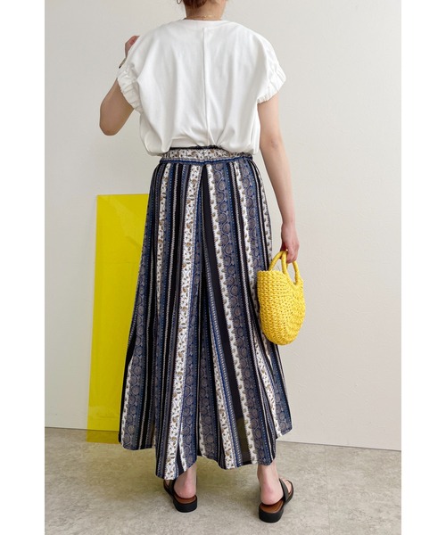 palm RICHE(ポームリシュ)の「ストライプペイズリー柄スカパン(その他パンツ・レディース・ブラック/オフホワイト・M)」の9枚目の写真