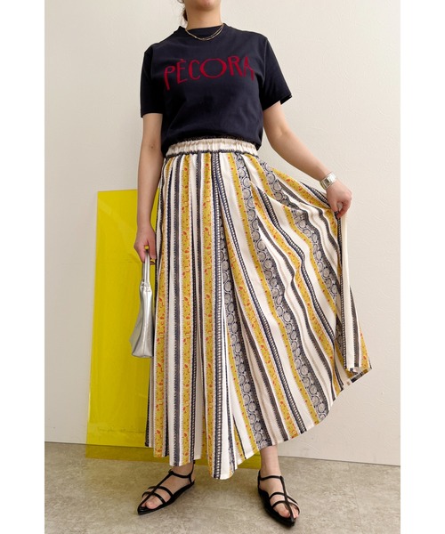 palm RICHE(ポームリシュ)の「ストライプペイズリー柄スカパン(その他パンツ・レディース・ブラック/オフホワイト・M)」の8枚目の写真