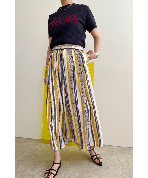 palm RICHE(ポームリシュ)の「ストライプペイズリー柄スカパン(その他パンツ・レディース・ブラック/オフホワイト・M)」の5枚目の写真
