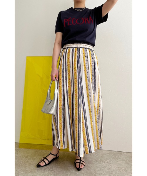 palm RICHE(ポームリシュ)の「ストライプペイズリー柄スカパン(その他パンツ・レディース・ブラック/オフホワイト・M)」の10枚目の写真