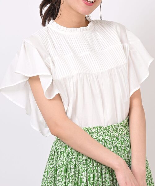 rps(アールピーエス)の「ピンタックフレアー袖ブラウス(シャツ/ブラウス・レディース・ブラック/オフホワイト/グリーン/モカ・フリー)」の2枚目の写真