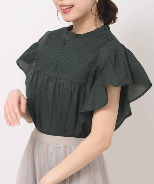 rps(アールピーエス)の「ピンタックフレアー袖ブラウス(シャツ/ブラウス・レディース・ブラック/オフホワイト/グリーン/モカ・フリー)」の4枚目の写真