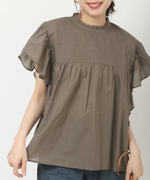 rps(アールピーエス)の「ピンタックフレアー袖ブラウス(シャツ/ブラウス・レディース・ブラック/オフホワイト/グリーン/モカ・フリー)」の3枚目の写真