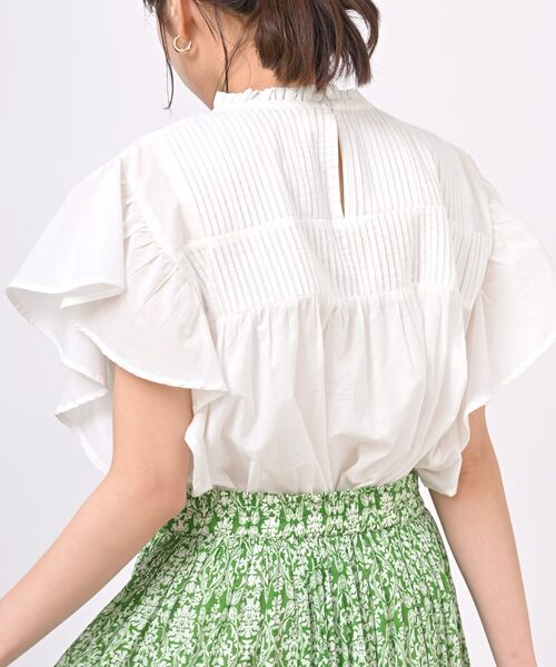 rps(アールピーエス)の「ピンタックフレアー袖ブラウス(シャツ/ブラウス・レディース・ブラック/オフホワイト/グリーン/モカ・フリー)」の5枚目の写真