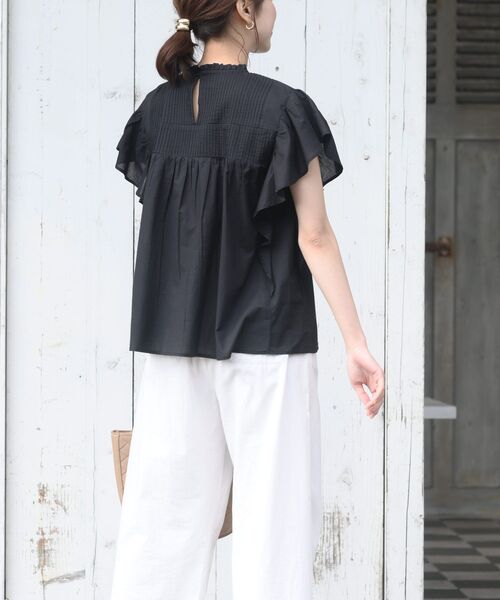 rps(アールピーエス)の「ピンタックフレアー袖ブラウス(シャツ/ブラウス・レディース・ブラック/オフホワイト/グリーン/モカ・フリー)」の14枚目の写真