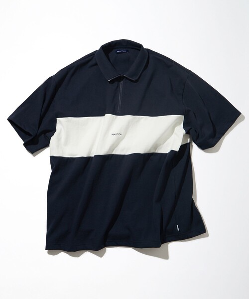 NAUTICA（ノーティカ）の「NAUTICA/ノーティカ Panel Border Half Zip Tee/パネル ボーダー ハーフジップ Tシャツ（Tシャツ/カットソー・メンズ・ライトグレー/ホワイト/ネイビー/ブラック/グリーン・MEDIUM/SMALL/X-LARGE/LARGE）」の22枚目の写真