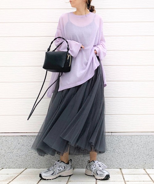 Q（キュー）の「シアーオーバーニット（ニット/セーター・レディース・ラベンダー/ブラック/グレイッシュベージュ・MEDIUM）」の11枚目の写真