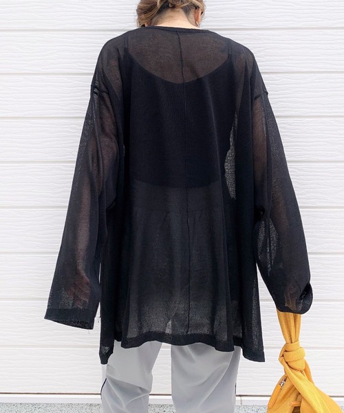 Q（キュー）の「シアーオーバーニット（ニット/セーター・レディース・ラベンダー/ブラック/グレイッシュベージュ・MEDIUM）」の8枚目の写真