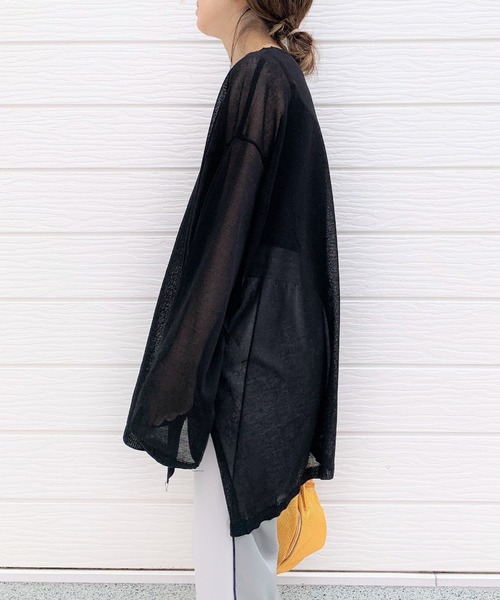 Q（キュー）の「シアーオーバーニット（ニット/セーター・レディース・ラベンダー/ブラック/グレイッシュベージュ・MEDIUM）」の7枚目の写真