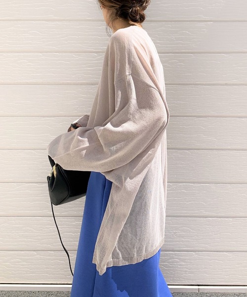 Q（キュー）の「シアーオーバーニット（ニット/セーター・レディース・ラベンダー/ブラック/グレイッシュベージュ・MEDIUM）」の13枚目の写真