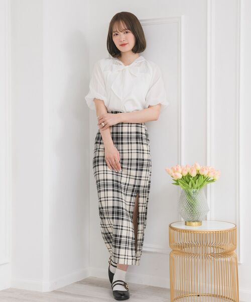 ems excite（エムズエキサイト）の「2WAYシフォン切替CT（Tシャツ/カットソー・レディース・ブルー/ブラック/オフホワイト・FREE）」の4枚目の写真