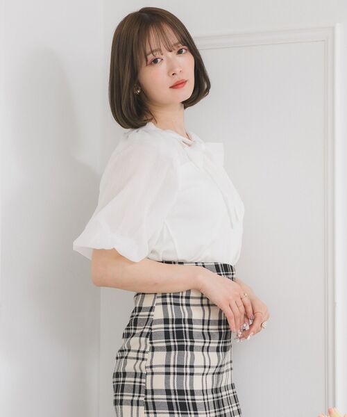 ems excite（エムズエキサイト）の「2WAYシフォン切替CT（Tシャツ/カットソー・レディース・ブルー/ブラック/オフホワイト・FREE）」の9枚目の写真