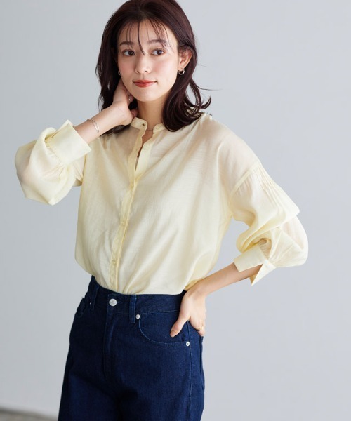 Pierrot(ピエロ)の「2wayシアーブラウス(シャツ/ブラウス・レディース・ブラック/オフホワイト/イエロー系・M/L)」の14枚目の写真