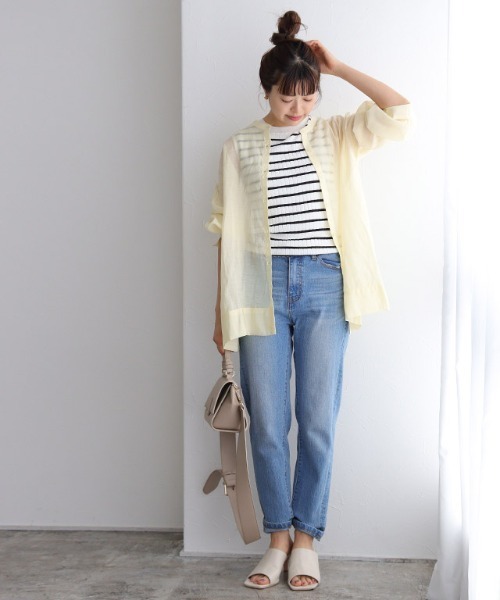 Pierrot(ピエロ)の「2wayシアーブラウス(シャツ/ブラウス・レディース・ブラック/オフホワイト/イエロー系・M/L)」の5枚目の写真