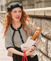 BONLECILL | 【2点セット】マルチウェイ パールボタン配色アンサンブル カーディガン＆キャミソール セット(アンサンブル)