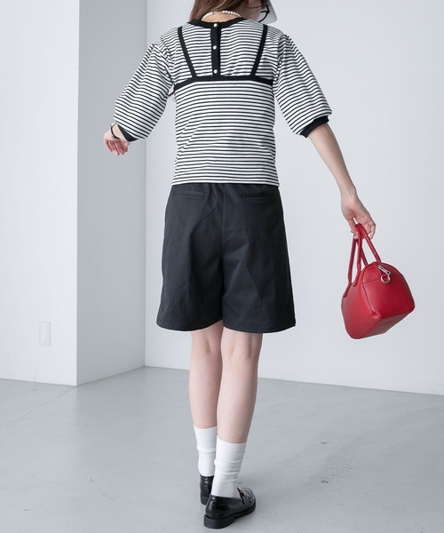 BONLECILL(ボンルシール)の「【2点セット】マルチウェイ パールボタン配色アンサンブル カーディガン&キャミソール セット(アンサンブル・レディース・ネイビー/レッド/オフホワイト/ホワイト×ブラック/ブラック・FREE)」の18枚目の写真