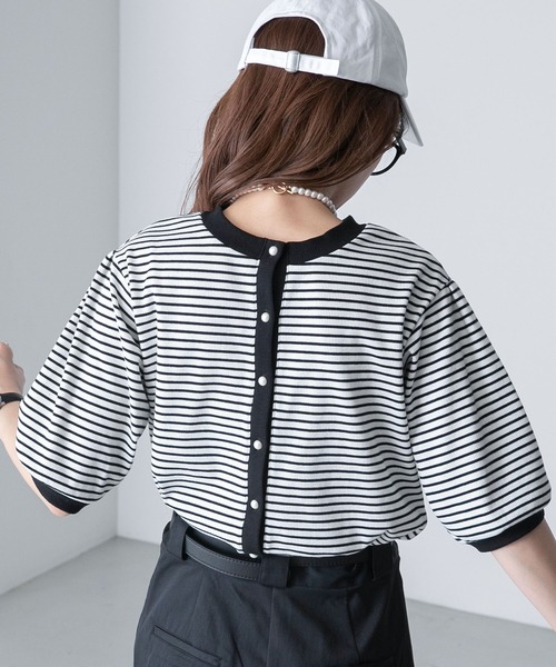 BONLECILL(ボンルシール)の「【2点セット】マルチウェイ パールボタン配色アンサンブル カーディガン&キャミソール セット(アンサンブル・レディース・ネイビー/レッド/オフホワイト/ホワイト×ブラック/ブラック・FREE)」の12枚目の写真