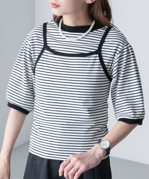 BONLECILL(ボンルシール)の「【2点セット】マルチウェイ パールボタン配色アンサンブル カーディガン&キャミソール セット(アンサンブル・レディース・ネイビー/レッド/オフホワイト/ホワイト×ブラック/ブラック・FREE)」の15枚目の写真