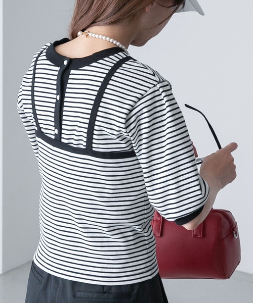 BONLECILL(ボンルシール)の「【2点セット】マルチウェイ パールボタン配色アンサンブル カーディガン&キャミソール セット(アンサンブル・レディース・ネイビー/レッド/オフホワイト/ホワイト×ブラック/ブラック・FREE)」の16枚目の写真