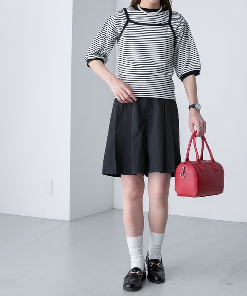 BONLECILL(ボンルシール)の「【2点セット】マルチウェイ パールボタン配色アンサンブル カーディガン&キャミソール セット(アンサンブル・レディース・ネイビー/レッド/オフホワイト/ホワイト×ブラック/ブラック・FREE)」の17枚目の写真