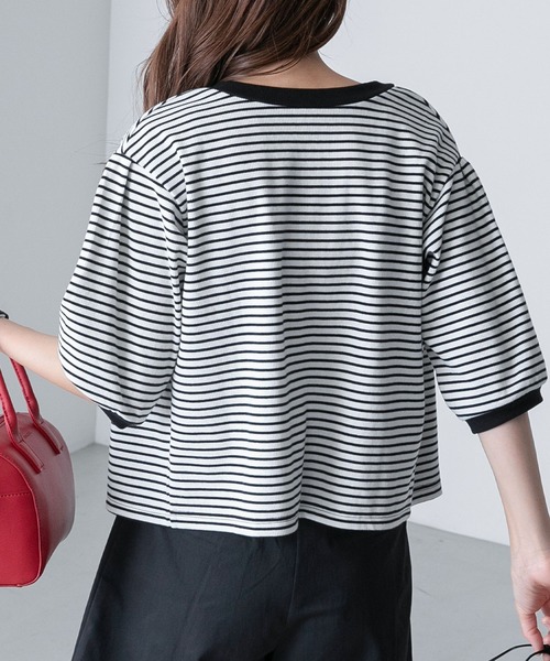 BONLECILL(ボンルシール)の「【2点セット】マルチウェイ パールボタン配色アンサンブル カーディガン&キャミソール セット(アンサンブル・レディース・ネイビー/レッド/オフホワイト/ホワイト×ブラック/ブラック・FREE)」の7枚目の写真