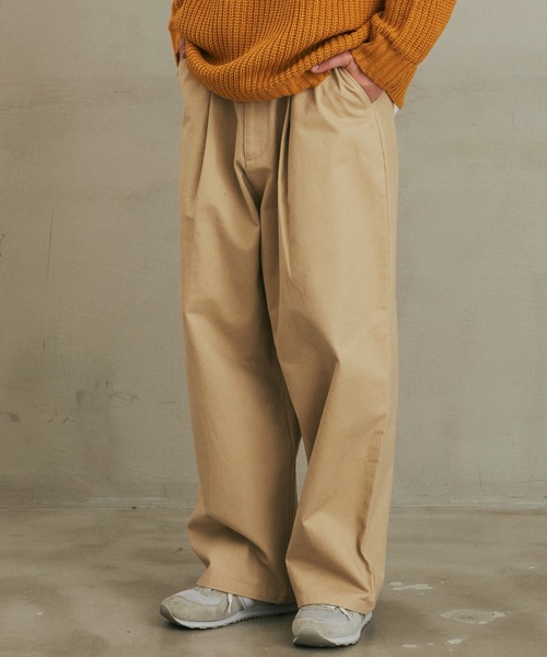 Revo.（レボ）の「Revo. タックワイドバギーシルエット チノパンツ デニムパンツ（チノパンツ・メンズ・ブラック/カーキ/インディゴブルー/ライトインディゴブルー/ベージュ・1/2）」の3枚目の写真