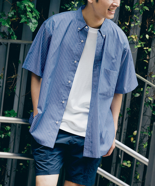 417 EDIFICE(フォーワンセブンエディフィス)の「【Essential / エッセンシャル】ボタンダウンストライプシャツ S/S(シャツ/ブラウス・メンズ・その他9/マルチ/その他2/その他10/ブルー/スカイブルー/サックスブルー・LARGE/MEDIUM/SMALL)」の10枚目の写真