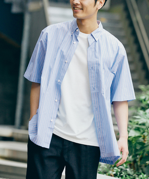 417 EDIFICE(フォーワンセブンエディフィス)の「【Essential / エッセンシャル】ボタンダウンストライプシャツ S/S(シャツ/ブラウス・メンズ・その他9/マルチ/その他2/その他10/ブルー/スカイブルー/サックスブルー・LARGE/MEDIUM/SMALL)」の13枚目の写真