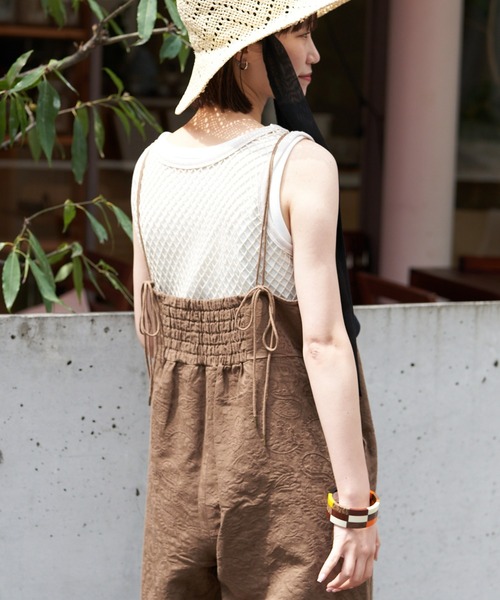 新品 willow 箔プリントデニムサロペット ブルー チャオパニック