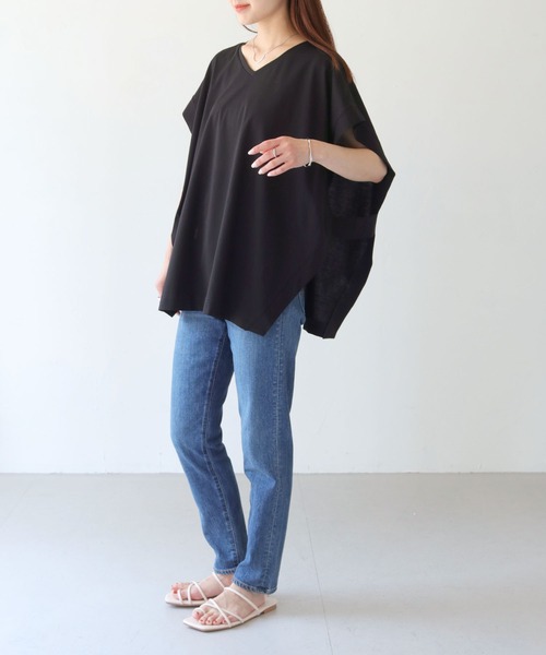 vingtrois（バントロア）の「【Vingtrois】ドライタッチコットンカットベスト（Tシャツ/カットソー・レディース・ブラック/グレイッシュベージュ/オフホワイト・M）」の2枚目の写真