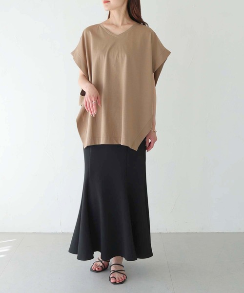 vingtrois（バントロア）の「【Vingtrois】ドライタッチコットンカットベスト（Tシャツ/カットソー・レディース・ブラック/グレイッシュベージュ/オフホワイト・M）」の6枚目の写真