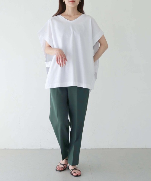 vingtrois（バントロア）の「【Vingtrois】ドライタッチコットンカットベスト（Tシャツ/カットソー・レディース・ブラック/グレイッシュベージュ/オフホワイト・M）」の4枚目の写真